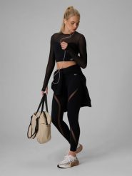 4F Legginsy treningowe szybkoschnące damskie - czarne S. Czarne legginsy damskie 4f, s, bez wzorów, z materiału, z podwyższonym stanem, na fitness i siłownię. Za 169.99 zł.