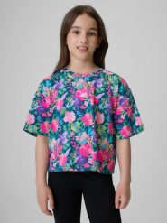 4F T-shirt boxy z nadrukiem dziewczęcy - multikolor 134/140 (8-10 lat). T-shirty i topy dla dziewczynek 4f, bez wzorów, z bawełny, bez ramiączek. Za 59.99 zł.