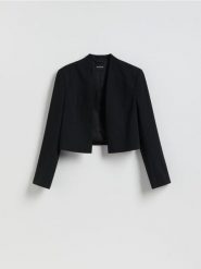 Krótka marynarka - czarny. Czarne żakiety damskie Reserved, l, bez wzorów, z tkaniny. Za 169.99 zł.