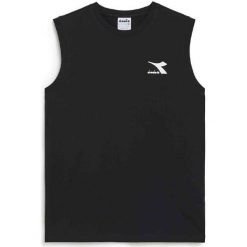 Koszulka męska Diadora Core Sl. Niebieskie koszulki sportowe męskie Diadora, m, bez wzorów, z bawełny, bez kołnierzyka, bez ramiączek. Za 79.99 zł.