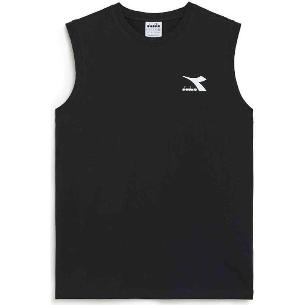 Koszulka męska Diadora Core Sl. Niebieskie koszulki sportowe męskie Diadora, m, bez wzorów, z bawełny, bez kołnierzyka, bez ramiączek. Za 35.99 zł.