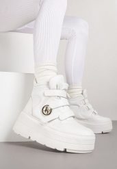 Białe Botki Vices w Stylu Sneakersów na Platformie Afirriva. Białe botki damskie Born2be, z jeansu, klasyczne, bez obcasa, na platformie, bez zapięcia. Za 139.99 zł.