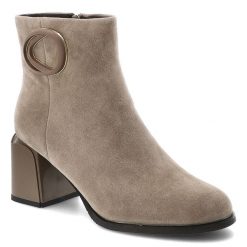 Khaki Botki Artiker Eleganckie Buty Damskie. Szare kozaki damskie Artiker, bez obcasa, na obcasie. Za 322.99 zł.