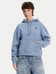 Tommy Jeans Bluza Badge DW0DW19414 Niebieski Boxy Fit. Niebieskie bluzy damskie Tommy Jeans, xxs, bez wzorów, z bawełny, bez kaptura. Za 259.99 zł.
