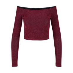 Cekinowy sweter damski z długim rękawem i odkrytymi ramionami Urban Classics. Brązowe swetry damskie Urban Classics, na zimę, bez wzorów, z materiału, bez kołnierzyka, bez ramiączek, długie, bez kaptura. Za 142.00 zł.