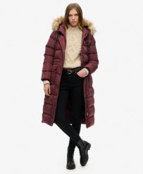 Długi płaszcz z futerka sztucznego Everest. Fioletowe płaszcze damskie Superdry., s, bez wzorów, długie, bez kaptura. Za 813.30 zł.