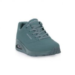Buty do chodzenia damskie Skechers Teal Uno Stand On Air. Niebieskie obuwie sportowe damskie Skechers, bez wzorów, z materiału, trekkingowe. Za 398.00 zł.