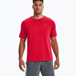 Koszulka fitness męska Under Armour Tech 2.0 SS. Czerwone koszulki sportowe męskie Under Armour, l, bez wzorów, bez kołnierzyka, bez ramiączek, do biegania. Za 109.00 zł.