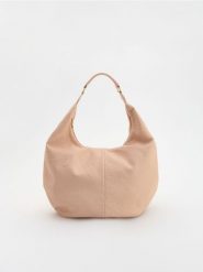 Torebka hobo - beżowy. Brązowe torebki do ręki damskie Reserved, bez wzorów, ze skóry, bez dodatków. W wyprzedaży za 69.99 zł.