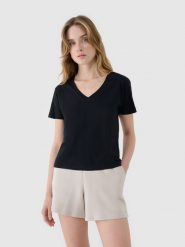 4F T-shirt oversize z modalem damski - czarny S. Czarne koszulki sportowe damskie 4f, s, bez wzorów, z bawełny, klasyczne, bez kołnierzyka. W wyprzedaży za 39.99 zł.
