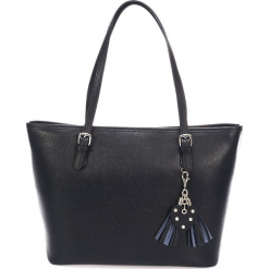 Skórzany shopper bag w kolorze czarnym - 40 x 50 x 14 cm. Czarne torebki shopper damskie Black Bags, w paski, ze skóry. W wyprzedaży za 368.95 zł.