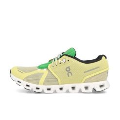 Damskie buty sportowe oddychająca struktura siatkowa CLOUD 5 PUSH. Żółte obuwie sportowe damskie On Running, bez wzorów, trekkingowe. Za 612.00 zł.