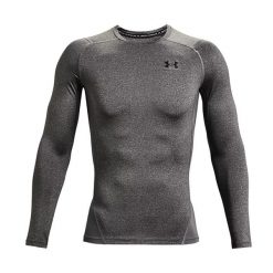 Koszulka fitness męska Under Armour HG Armour Comp z długim rękawem. Szare koszulki sportowe męskie Under Armour, m, bez wzorów, bez kołnierzyka, bez ramiączek, do biegania. Za 179.99 zł.