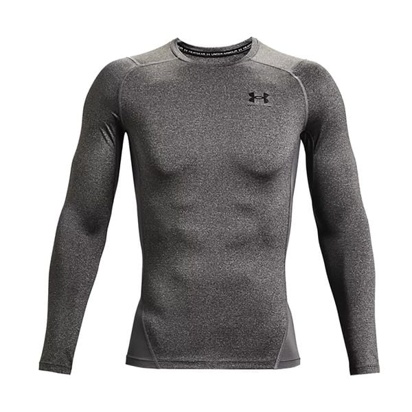 Koszulka fitness męska Under Armour HG Armour Comp z długim rękawem. Szare koszulki sportowe męskie Under Armour, m, bez wzorów, bez kołnierzyka, bez ramiączek, do biegania. Za 179.99 zł.