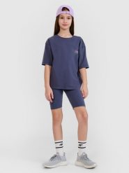 4F Legginsy kolarki dziewczęce - szare 140 (9-10 lat). Szare legginsy dla dziewczynek 4f, bez wzorów, z bawełny, krótkie. W wyprzedaży za 39.99 zł.