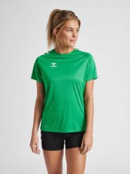 Koszulka damska Hummel Core Poly. Zielone t-shirty damskie Hummel, s, bez wzorów, z materiału, klasyczne, bez kołnierzyka. Za 139.00 zł.