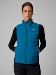 4F Bezrękawnik trekkingowy z wypełnieniem Primaloft Silver damski - turkusowy S. Niebieskie płaszcze damskie 4f, na lato, l, bez wzorów, z materiału, wizytowe, bez kaptura. Za 349.99 zł.