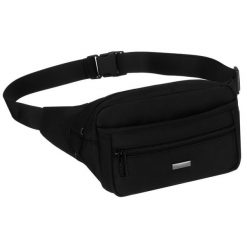 Czarna saszetka męska, jednokomorowa z trzema dodatkowymi kieszeniami - Peterson. Czarne saszetki męskie Peterson. Za 69.99 zł.