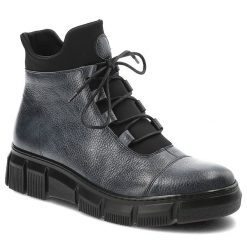 Granatowe Botki Armodo Modne Obuwie Damskie. Niebieskie botki damskie Armodo, na wiosnę, z materiału, sportowe, bez obcasa, bez zapięcia. Za 399.00 zł.