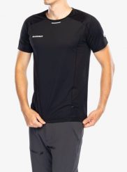Koszulka szybkoschnąca męska Mammut Aenergy FL T-Shirt. Czarne koszulki sportowe męskie Mammut, m, bez wzorów, z materiału, bez kołnierzyka, bez ramiączek, do biegania. Za 324.85 zł.