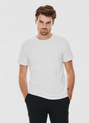 PAKO LORENTE – Biały gładki T-shirt Basic. Białe t-shirty męskie Pako Lorente, m, bez wzorów, z bawełny, klasyczne, bez kołnierzyka. Za 99.99 zł.