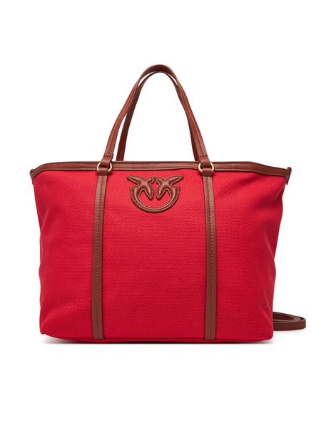 PINKO Torebka Miranda Shopper Classic PE 25 PLTT 104714 A2G2 Czerwony. Czerwone torebki shopper damskie Pinko, bez wzorów, z materiału, bez dodatków. Za 409.99 zł.