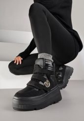 Czarne Botki Sneakersy Vices na Platformie w Stylu Y2K Gelira. Czarne botki damskie Renee, z jeansu, bez obcasa, na platformie, bez zapięcia. Za 149.99 zł.