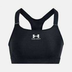Biustonosz treningowy Under Armour HeatGear Armour High. Czarne biustonosze Under Armour, bez wzorów. Za 149.99 zł.
