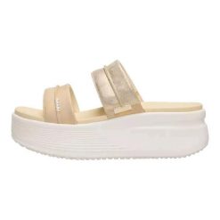 HEYDUDE Damskie Klapki Austin Slide Classic. Brązowe klapki damskie Hey dude, bez wzorów, z materiału, bez obcasa. Za 259.00 zł.