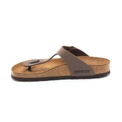 Japonki damskie Birkenstock 043751. Brązowe klapki damskie Birkenstock, bez wzorów, z materiału, bez obcasa. Za 678.00 zł.