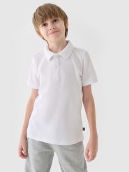 4F Koszulka polo chłopięca - biała 158 (12-13 lat). Białe t-shirty dla chłopców 4f, bez wzorów, z bawełny, bez ramiączek. W wyprzedaży za 39.99 zł.