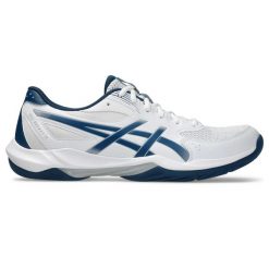 Buty halowe Asics Gel-Rocket 12. Białe buty sportowe męskie Asics, bez zapięcia, do piłki ręcznej. Za 366.50 zł.