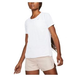 Odzież Nike. Biała koszulki sportowe damskie Nike, bez wzorów, bez kołnierzyka, bez ramiączek. Za 199.99 zł.