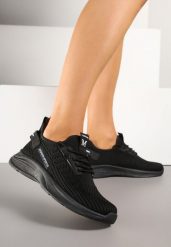 Czarne Buty Sportowe Sneakersy Ozdobione Tłoczeniem i Napisami Odalene. Czarne obuwie sportowe damskie Renee, bez wzorów, z jeansu. Za 59.99 zł.