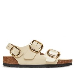 Sandały Birkenstock. Sandały damskie Birkenstock, bez wzorów, bez obcasa, na płaskiej podeszwie, bez zapięcia. Za 559.99 zł.