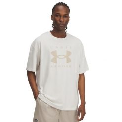 Koszulka oversize Under Armour UA Heavyweight. Białe koszulki sportowe męskie Under Armour, l, bez wzorów, z bawełny, bez kołnierzyka, bez ramiączek, na fitness i siłownię. Za 225.60 zł.
