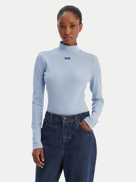 HUGO Golf Easy 50525318 Błękitny Slim Fit. Niebieskie bluzki damskie Hugo, xs, bez wzorów, z bawełny, bez kołnierzyka, bez ramiączek. Za 229.99 zł.