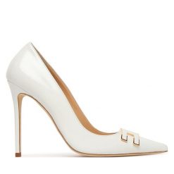 Szpilki Elisabetta Franchi. Białe szpilki damskie Elisabetta Franchi, bez wzorów, bez obcasa, bez zapięcia. Za 3,429.00 zł.