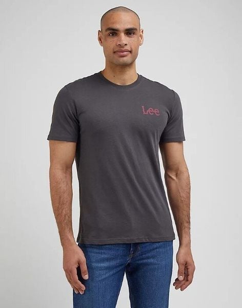 LEE MEDIUM WOBBLY TEE MĘSKA KOSZULKA T-SHIRT LOGO WASHED BLACK LL04FQON. Czarne t-shirty męskie Lee, l, bez wzorów, bez kołnierzyka. Za 69.99 zł.