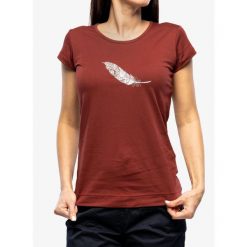 Koszulka z nadrukiem damska Ocun Classic T Organic Feather. Czerwone koszulki sportowe damskie Ocun, bez wzorów, bez kołnierzyka, bez ramiączek. Za 135.99 zł.