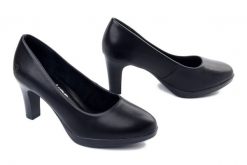 Rieker 41560-01 black, czółenka damskie. Czarne czółenka damskie Rieker, bez wzorów, ze skóry, bez obcasa, bez zapięcia. Za 349.90 zł.