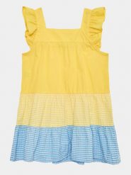 United Colors Of Benetton Sukienka codzienna 4EW7GV00U Żółty Regular Fit. Żółte sukienki dla dziewczynek United Colors Of Benetton, bez wzorów, z bawełny, bez ramiączek. Za 69.99 zł.