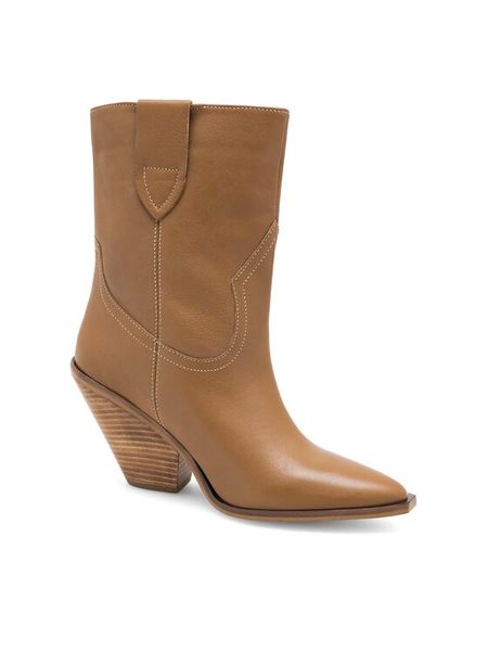 Badura Botki AMADORA-110436 Brązowy. Brązowe botki damskie Badura, ze skóry, bez obcasa, na słupku, bez zapięcia. Za 399.99 zł.