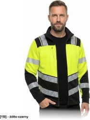Reis Bluza męska ochronna wysoka widoczność pasy odblaskowe komfortowy polar od wewnątrz doskonała na chłodne dni fluorescyjny żółto-czarny XL. Brązowe bluzy męskie Reis, m, bez wzorów, z polaru, bez kaptura. Za 127.75 zł.