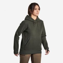 Bluza damska z kapturem. Zielone bluzy damskie SOLOGNAC, na jesień, m, bez wzorów, z materiału, z kapturem. Za 169.99 zł.