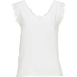 Top w połączeniu różnych materiałów, z koronką bonprix biel wełny. Topy damskie marki bonprix. Za 54.99 zł.