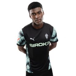 Oficjalna koszulka piłkarska Puma dla dorosłych Real Sporting de Gijón Footba. Czarne t-shirty damskie Puma, s, bez wzorów, z materiału, klasyczne, bez kołnierzyka. Za 169.00 zł.
