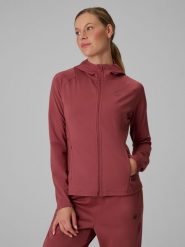 4F Bluza treningowa regular z kapturem damska - brązowa S. Brązowe bluzy sportowe damskie 4f, s, bez wzorów, z kapturem, na fitness i siłownię. Za 199.99 zł.