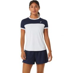 Jersey court kobieta Asics. Białe koszulki sportowe damskie Asics, bez wzorów, z jersey, bez kołnierzyka, bez ramiączek. Za 189.50 zł.