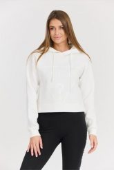 GUESS Biała damska bluza New Alisa z dużym logo, Rozmiar L. Białe bluzy damskie Guess, l, z aplikacjami, z elastanu, bez kaptura. W wyprzedaży za 189.99 zł.
